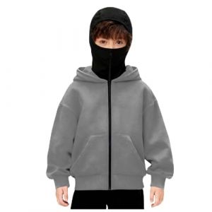 Veste Cagoule Enfant Gar&ccedil;ons Filles Pull Cagoule avec Masque Balaclava Zip Hoodie Sweat &agrave; Capuche Anti-Vent D&eacute;contract&eacute; Blouson Automne et Hiver Chaud pour Sports de Plein Air V&eacute;lo Manteau (♛. ThriVE (✈5-10 jours d&eacute;lai de livraison✈), neuf)