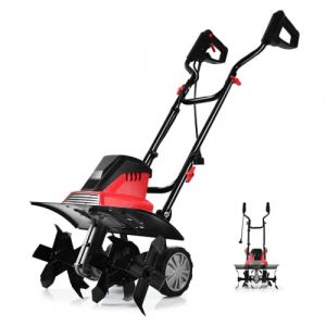GOPLUS 1500W Motobineuse Électrique 6 Lames, Motoculteur Puissante avecProfondeur de Travail 22CM, Interrupteur à Double sécurité avec Roue pour Jardinage et Cultivateur (Augenstern24, neuf)