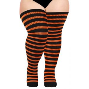 Moon Wood Chaussettes Cuissardes Halloween Femme Chaussettes Hautes en Coton Chaud avec Élastique Bande Antidérapante Plus Taille 39-42 (Moon Wood France, neuf)