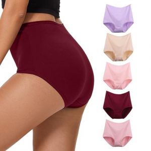 WEASIC Culotte Slip Femme Coton Taille Haute Culottes Coton pour Femme Culottes, Shorties et Strings Invisible lot Culotte Grande Taille sans Couture Microfibre Haute (5 Pack- Multicolore 2, XL) (WEASIC, neuf)