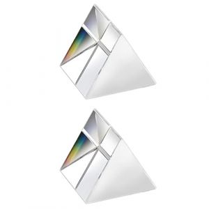 Lot de 2 prismes triangulaires en verre optique en cristal, 25 x 25 mm, prisme d'exp&eacute;riences de spectre arc-en-ciel, prisme triangulaire en cristal K9, lentille transparente pour la physique du (Lead First, neuf)