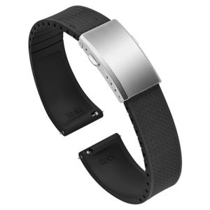 ULLCHRO FKM Bracelet Montre 20mm 22mm Bracelets de Montre FKM Caoutchouc fluoré à Dégagement Rapide Souples et Durables Bracelet de Remplacement pour Homme Femme (18mm, Noir) (Ullchro-EU, neuf)