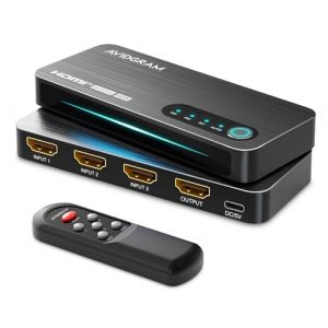 AVIDGRAM Switch HDMI 4K 120Hz 3x1, 8K HDMI Commutateur 3 In1 Out avec télécommande HDMI 2.1 Swicther Prise en Charge Automatique 8K 48Gbps pour Xbox SeriesxPS4 Pro PS5 Noir (AVIDGRAM EU, neuf)