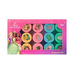 Disney Princess Lot de 15 tampons pour enfants avec Raiponce, Vaiana et Tiana | Kit de bricolage pour fille à partir de 3 ans | Jouet créatif pour anniversaire d'enfant & petit cadeau | Certifié FSC (Toytraders, neuf)