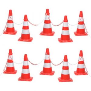 vidaXL Ensemble de C&ocirc;nes avec 10 m de Cha&icirc;ne C&ocirc;nes de Circulation C&ocirc;nes de Signalisation C&ocirc;nes de Marque Parking Entrep&ocirc;t Rouge et Blanc (shop.nova, neuf)