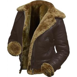 CHAYELL Veste en cuir de mouton v&eacute;ritable pour femme avec capuche en fausse fourrure de mouton, Marron standard, 3X (xiyunxuan, neuf)