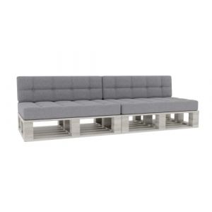 Coussin pour Palette Coussin d'assise Dossier piqué PFG 2xSet (Coussin d'assise 120x80 +Dossier 120x40), Gris (FavreShop, neuf)
