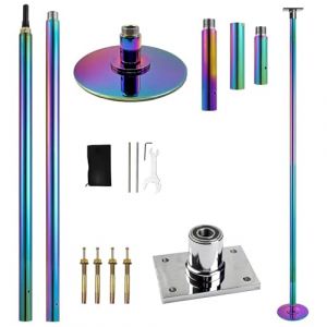 PRIOR FITNESS Barre Pole Dance permanente avec Plateau Fixe Perche de Danse pour la Maison Perche de Danse avec Support Plafond et Accessoires d'extension Plus de sécurité et de Stabilit (PRIOR FITNESS Europe, neuf)