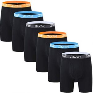 JINSHI Boxer Long Hommes Bambou Caleçons Doux Slip Respirant Hipster sous-vêtement Pantalon Brief Microfibre de Grande Taille Lot de 6 Noir 4XL (Yiruiya, neuf)