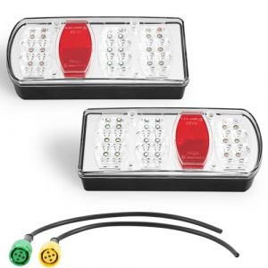 ETUKER LED Feu Arrière Remorque 12/24V 7Function Kit Éclairage Remorque avec Connecteur Rapides 5broches,Feux Arrière pour RV Camions Voiture (ETUKER, neuf)