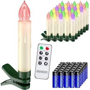 DEUBA® 30x Bougie LED de Noel multicolore sans câble décoration lumineuse aspect bougie de cire piles incluses minuterie (DEUBA-FR, neuf)