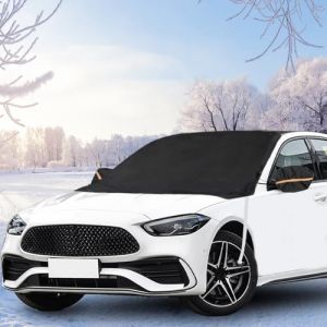 Uoimky Couverture Pare-Brise Voiture, Bâche Pare Brise Voiture avec Couvercle de Rétroviseur Protège Pare Brise Hiver Couverture Pare-Brise pour Anti Givre, Neige, Glace, Soleil, 215x125cm (cloudcl, neuf)