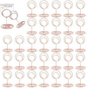 SHUOHONG 30 Pi&egrave;ces Rose Porte Nom Table, Porte Photo Pince, Porte Photo sur Pied, Porte Cartes de Table pour Mariages, Porte Numero de Table, pour Mariage No&euml;l Banquets F&ecirc;tes Saint Valentin (Rond) (SHUOHONG, neuf)