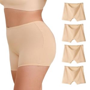 WEASIC Boxer femme coton culotte shorty femme coton panty calecon panty caleçon boxer sans couture shorty sans couture shorties invisible shorties (4 Pack- Multicolore 1, L) (WEASIC, neuf)