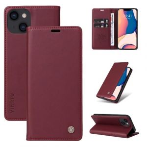 FMPCUON Coque pour Huawei P8 Lite 2017/Honor 8 Lite Etui RFID Protection Housse en Premium Cuir Pochette Portefeuille Rabat Clapet Case Porte Carte Magnétique Étui pour,Rouge foncé (FMPCUON-EUR, neuf)