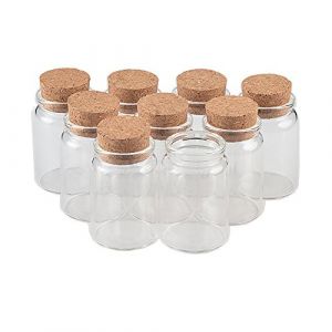 6pcs Bouteille En Verre Transparent Avec Bouchon En li&egrave;ge, capacit&eacute; 80 ml, diam&egrave;tre ext&eacute;rieur 47 mm (6, 80ml) (Bottles Factory Store, neuf)