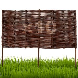 Floranica Bordures de Parterre en Saule Lot de 10 pièce 40 cm x 100 cm Clôture en Bois de Osier pour Bordure Plate-Bande Palissade Bordures de Fleurs Décoratives Panneau en Saule (Pemicont, neuf)