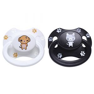 LittleForBig Génération II - Grande tétine imprimée - Taille adulte - Chiot blanc et chaton noir (Littleforbig, neuf)