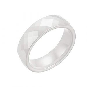 PAURO Bijoux Haute Brillant Classique Conception Engagement Mariage Band Bague Femme Homme Céramique 6MM Blanc Taille 60 (BuyPAURO, neuf)