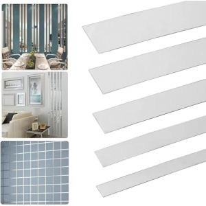 5M Bandes d&eacute;coratives autocollantes en placopl&acirc;tre en acier inoxydable, bandes en miroir autocollantes en or pour mur, miroir, plafond, d&eacute;coration de meubles (argent, 1,5 cm) (integrateds, neuf)