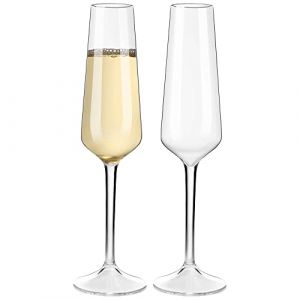 COOKY.D r&eacute;utilisable Tritan-Plastic champagne fl&ucirc;tes incassable lave-vaisselle en plastique coffre-fort verrerie f&ecirc;te d'anniversaire de mariage Gift-224ML / 7.8oz, set de 2 (MICHLEY INTERNATIONAL, neuf)