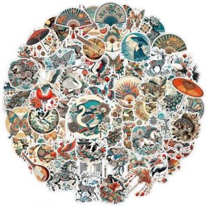 Autocollant 60 Pi&egrave;ces Esth&eacute;tiques R&eacute;tro et Livresques Stickers, Autocollant Vinyle Impermeable, Stickers pour Skateboard Scrapbooking Pc Ordinateur Portable Valise Telephone Tablette Journal etc (Anilalowbility, neuf)