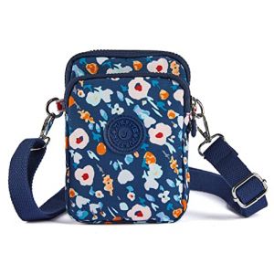 LaRechor Petite Sac Bandouli&egrave;re en Nylon Sac T&eacute;l&eacute;phone Portable Mini Sacoche Femme Fille 3 Compartiments Pochette Bandouliere &agrave; Fleurs pour Voyage (LaRechor Sacs, neuf)