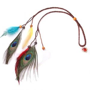 Bandeau Indien Plumes Femmes Coiffure Plume Boho Bandeau Bandeau Bohème à Plumes Coiffe Indienne Bandeaux Hippie Coiffe Headband Cheveux Bohème Carnaval Costumes Accessoires (ZARAUE, neuf)