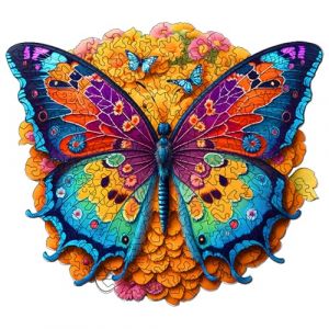 Mocrop 37 * 33cm Puzzle en Bois Adulte - Papillon Récoltant du Miel, 300 Pieces Puzzle Adulte, Créativité Puzzle Rond Animaux, Idéal pour La Famille, Les Amis, Les Cadeaux, Les Décorations Murales (Mocrop, neuf)