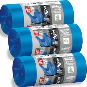 Anna Zaradna Sac avec 60l Rectangulaire Sacs Poubelle Jardin Sacs Recycl&eacute;s S&eacute;curis&eacute;e pour et Ext&eacute;rieurs et Jardin Durables Conception Pratique avec 70x59 Cm Pack de 60 (Blink Station, neuf)