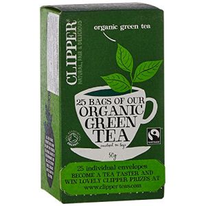 Clipper Organic Green Tea Fairtrade Light and Refreshing Teabags Ref A06744 [Pack 25] (The Marvellous Group, neuf)