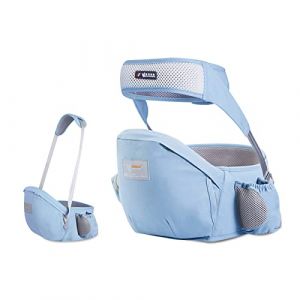 SONARIN Porte-bébé Siège de Hanche,Ergonomique Porte bébé Ventral Tabouret de Taille avec Ceinture de Sécurité & Bandoulière Simple Pur Coton Multi Positions pour Nouveau-né Tout-Petit(Bleu) (granhulgy OÜ, neuf)