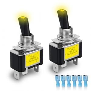 Innfeeltech 2 interrupteurs à bascule de lumière de bascule, 12V 30A SPST 3 bornes 2 positions on/off interrupteur à bascule lumière jaune (XINGZHI TECH, neuf)