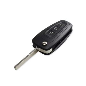 Coque de Clé Télécommande Flip Compatible avec Ford Focus, Mondeo, Fusion, Fiesta, Ka, Kuga, Ecosport, S-Max, C-Max, Tourneo, Transit - 3 Boutons - Lame HU101 (Car_Passion2013, neuf)