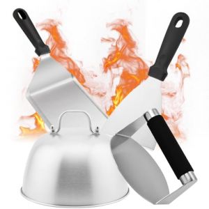 Kinfezlon Burger Smasher Set, Ensemble de Couverts &agrave; Hamburger 4 Pi&egrave;ces en Acier Inoxydable, 1xPresse &agrave; Hamburger, 1xCloche &agrave; Hamburger, 2xSpatule &agrave; Grill, Ensemble de Broyeur &agrave; Hamburger (Tuma-EU, neuf)