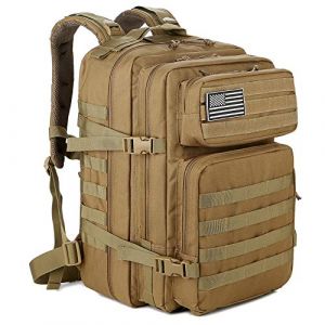 QT&QY 45L Sac &agrave; dos tactique militaire Sac d'assaut militaire Molle Grande capacit&eacute; sac d'urgence Camouflage Randonn&eacute;e Camping Trekking Sac &agrave; dos de chasse (Panda Outdoor Explorer-FR, neuf)