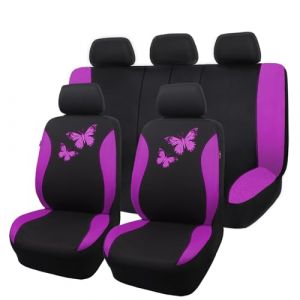 Flying Banner Housse de siège Auto en Maille Respirante, Motif Papillon coloré, Compatible avec Les airbags (Ensemble Complet, Violet) (Flying Banner EU, neuf)