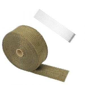 PARFCO Bande Thermique Echappement, Couleur Titane Gaine Thermique, 50 mm X 5 m, avec Attaches Pare Chaleur Echappement, pour L'isolation Thermique des Tuyaux D'&Eacute;chappement des Voitures et des Motos (HHFSM, neuf)