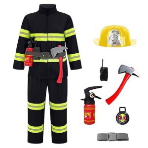 G&eacute;n&eacute;rique Set De Costume De Deguisement Pompier Enfant avec 8 Accessoires Casque Pompier Et Un Extincteur De Feu &Agrave; Eau Pompier Jeu De R&ocirc;le (Miuiakoal, neuf)