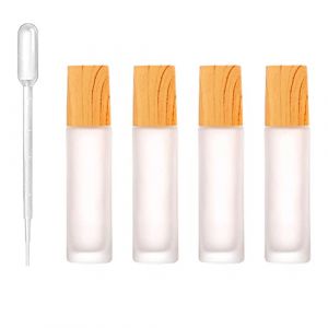 Bouteille d'huile essentielle,Flacon Roll on en Verre,Roll on Vide,Flacon à Bille,Flacons Roll on Vide en Verre,Roll on Huiles Essentielles,pour Aromathérapie,Avec jetables Pipettes,10ML,4 pièces (QANEASS, neuf)