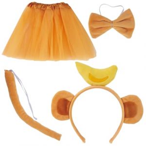 NIYANGLE Costume De Singe Cosplay Avec - Oreilles De Singe Jupe Tutu Et Queue Pour Fêtes Halloween Et Soirées Cosplay (Telinei, neuf)
