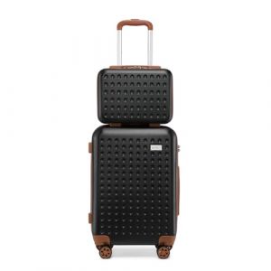 Kono Set de 2 Valise Rigide Cabine Luggage Set,57cm Hardshell Suitcase avec 360° Spinner Wheels et TSA Lock,Lightweight Vanity Case for Business Travel,Weekend Getaway（Noir） (Halterner Technologie GmbH, neuf)