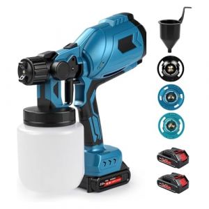 Pistolet A Peinture sans Fil avec Batterie, 500W 1000ML Pulv&eacute;Risateur De Peinture &agrave; Batterie &eacute;Lectrique 3 Mod&egrave;Les 3 Buses, E&eacute;Bit R&eacute;Glable Pistolet Pinture Electrique pour Murs, Meubles, Peinture (Candeon, neuf)
