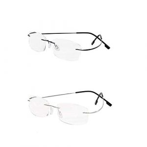 KoKoBin Lunettes de lecture sans bord super Light Titan Aide &agrave; la lecture pour femmes et hommes (2 paires, 1.5, diopters) (Hime Tech, neuf)