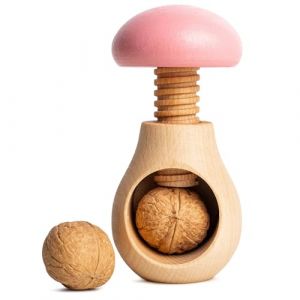 Creative Home Casse Noix Casse-Noisette en Bois Rose | Broyeur Manuel pour la Cuisine | 10 x 7 cm | Forme de Champignon | Hêtre Naturel | avec Mécanisme à Vis | Solide et Durable (Creative Deco, neuf)