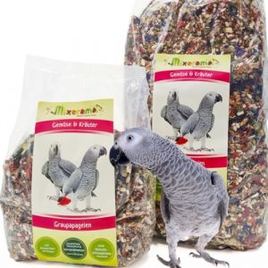 Mixerama Nourriture naturelle pour perroquets gris du Gabon, l&eacute;gumes et herbes, taille 1 kg (Happy M.Q., neuf)