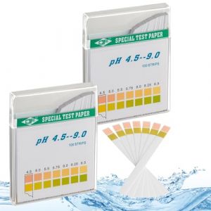 ECENCE Bandelettes de test de pH 200 pièces, papier de test tournesol, plage de mesure 4,5-9, papier indicateur universel, test d'acidité pour aquariums, eau potable (ECENCE, neuf)