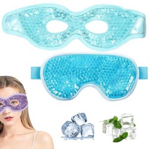 Masque Yeux Froid,Gel Anti-Cernes pour Yeux Fatigués et Gonflés,Masque Yeux Gel,Masque Froid Visage,Masque Chauffant Yeux,Réutilisable Masque,Poche de Glace pour Thérapie Chaud (Bleu) (EnviableVB, neuf)