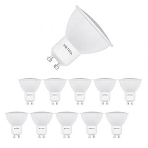 Metrix Lot de 10 ampoules LED GU10 400 lumens Blanc chaud Économie d'énergie Ampoule LED 5 W 3000 K remplace les ampoules halogènes 50 W Angle d'éclairage 120° (Metrix International, neuf)