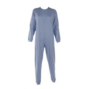 Confezioni_Emy Pyjama int&eacute;gral m&eacute;dical unisexe &ndash; Grenouill&egrave;re adulte coton 100% &ndash; Pyjama dos zip seniors &ndash; V&ecirc;tements g&eacute;riatriques confortables Made in Italy - Taille L - Cercle Bleu (CONFEZIONI EMY, neuf)